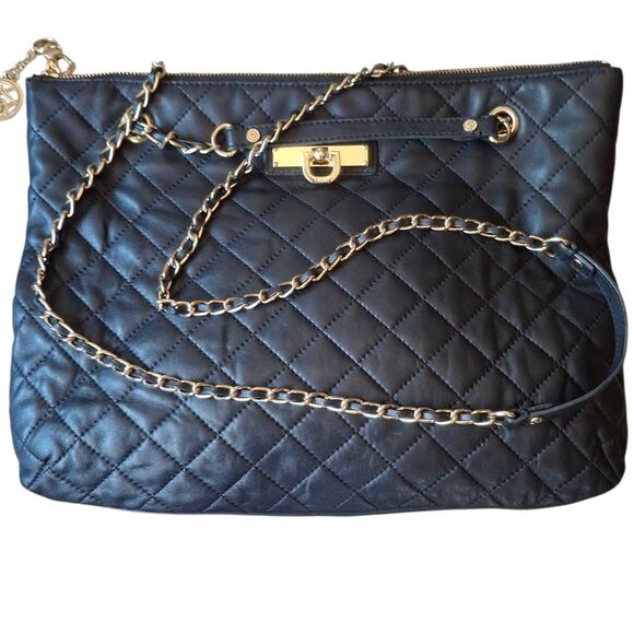 DKNY Gansevoort Quilted Black Napa Lamb Leather Tote - Picture 4 of 8